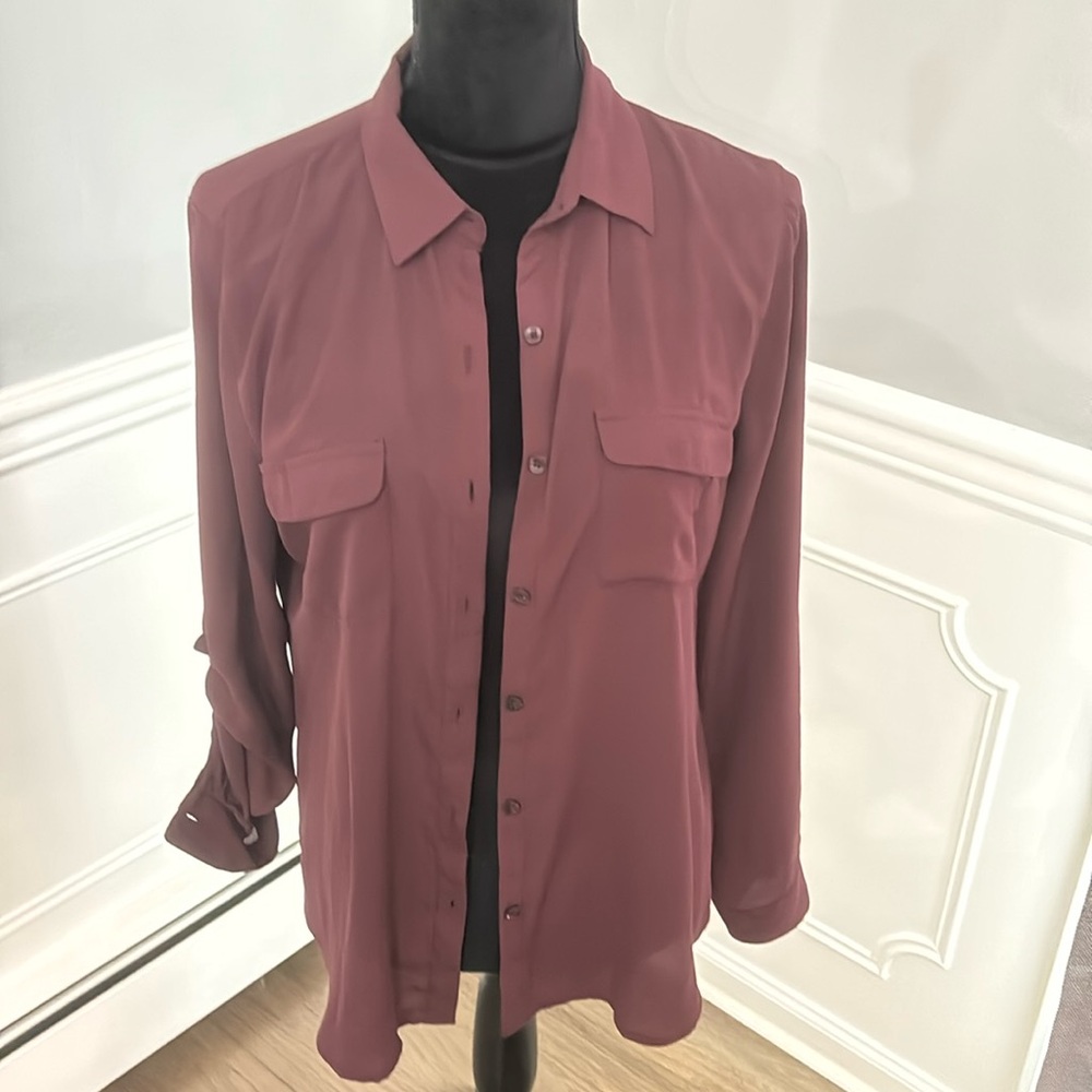 Loft burgundy button down size M